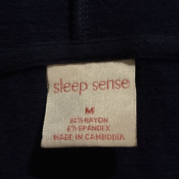 Sleep Sense Women’s Blue Hooded Short Robe Jacket w/ Pockets Size Medium - Picture 2 of 4